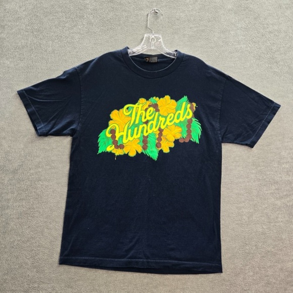 The Hundreds Men‎ Shirt Large Blue Floral Hawaiian Crew Neck Short Sleeve Tee